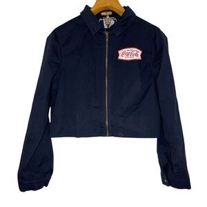 Coca- Cola vintage navy cropped zip jacket Sz: L